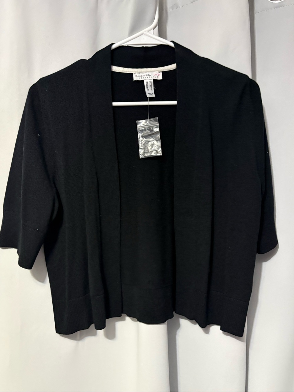 Isaac Mizrahi Black Short-Sleeve Open-Front Cardigan